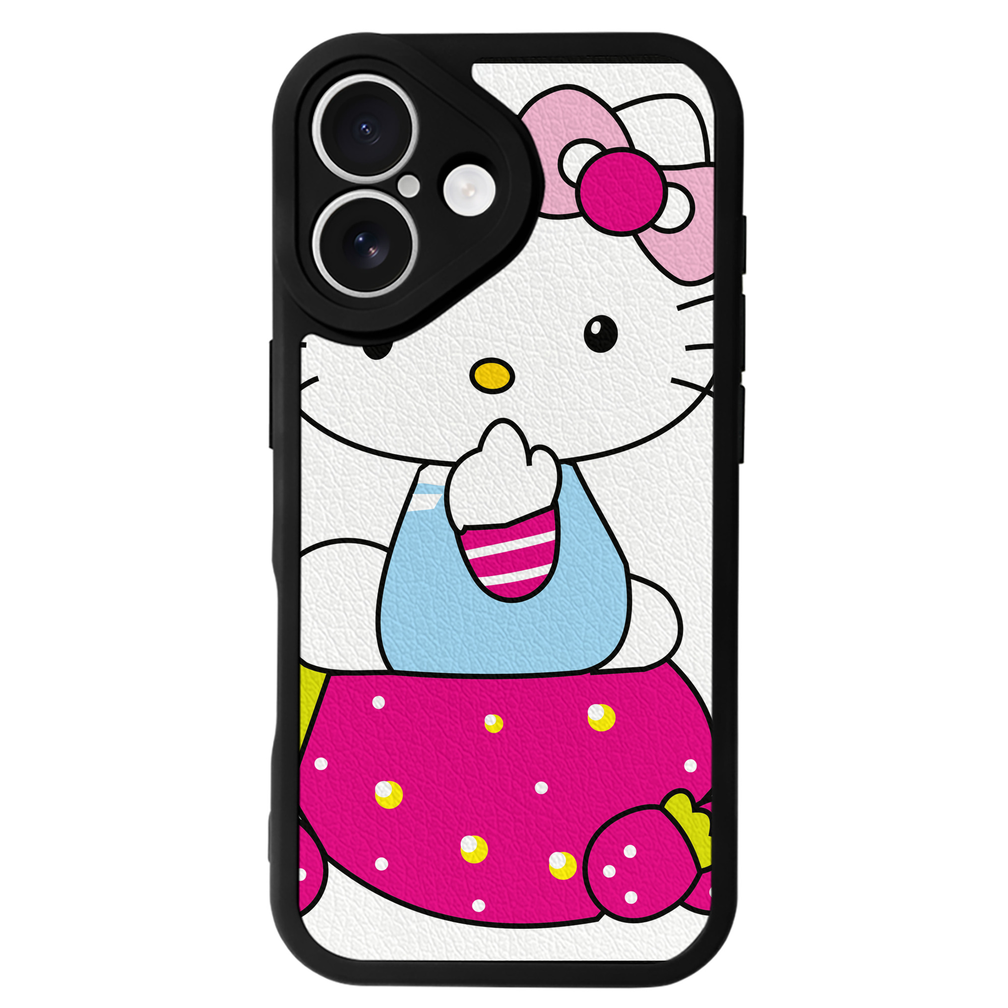 （画像用） Hello Kitty ハローキティ 【iPhone 16シリーズ対応】シリコンスマホケース（レザー調） 材質：シリコン